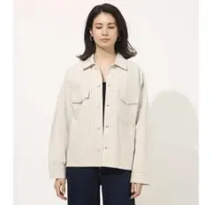 ストライプカジュアルジャケット シャツ　ベージュ