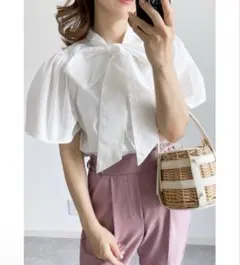 &. NOSTALGIA 【ZOZO限定】前後2WAYブロードボウタイブラウス