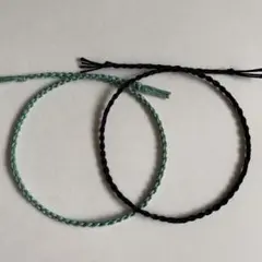 ハンドメイドミサンガ2本セット　アンクレット アンティークグリーン　BK