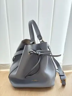 FURLA ショルダーバッグ　巾着　水色