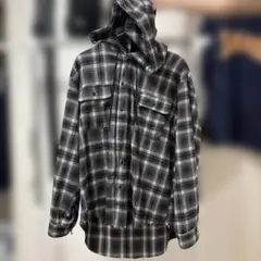 チェックシャツ フード付き