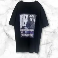 コムサイズム　プリントTシャツ ロンT 黒　L 英文字　コットン　カジュアル