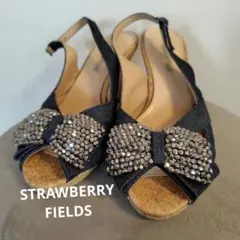 Strawberry Fields　キラキラリボンウェッジサンダル　★訳あり!!
