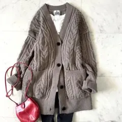 美品♪スピックアンドスパン ハミルトンアルパカケーブル カーディガン ざっくり