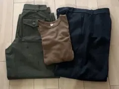 ユニクロ　３点セット　パンツ2本& ソフトリブクルーネック　茶