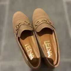 LENA クロコ型押し ベージュローファー　Lサイズ