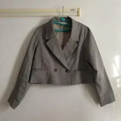 【Chico】 ショート丈 チェック柄 テーラードジャケット