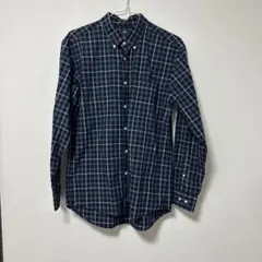 ユニクロ　長袖　チェック　ブルー　シャツ