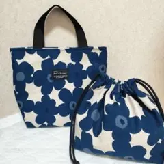 花柄トートバッグと巾着バッグセット　ハンドメイド