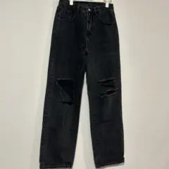 ダメージジーンズ y2k グレー ズボン ジーンズ