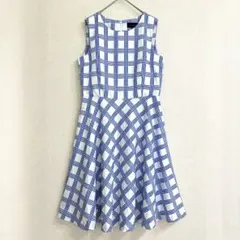 【TALBOTS】ノースリーブ/チェック/ワンピース/サイズ6/M相当/フレアのサムネイル