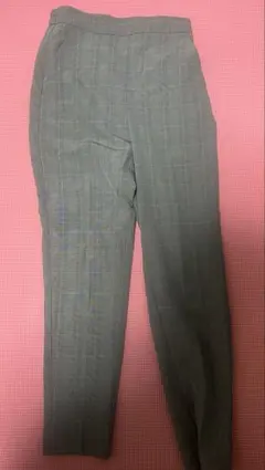 GU グレー チェック柄 スラックス Sサイズ