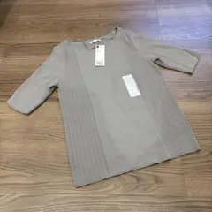 【タグ付き新品】GU リブボートネックセーター　サマーニット　グレー　希少サイズ