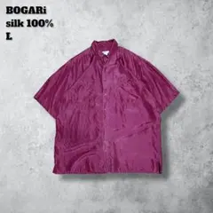 BOGARiボガリ半袖シャツシルク100%パープルLレトロ90sヴィンテージ古着のサムネイル