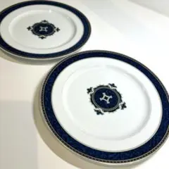 ウェッジウッド　希少品　廃盤　黒壺ブルーサイアムプレート２枚セット　ヴィンテージ ウェッジウッド希少品廃盤黒壺ブルーサイアムプレート2枚セット