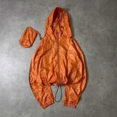 old UNIQLO shelljacket 短丈 ドローコード オレンジ L