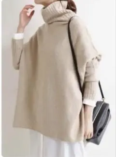 IENA イエナ　ウールカシミヤワイドタートルネックプルオーバー