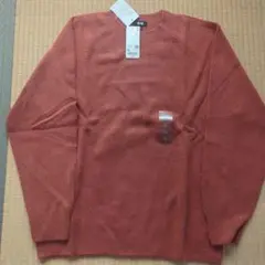 UNIQLO 3Dスフレヤーン クルーネックセーター XL オレンジ