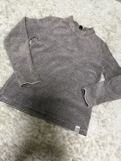 べべbebe120長袖タートルネックボーダートップス美品ブラウン系セーター