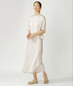 美品 25AW ユナイテッドアローズ シアー コンビプリーツスカート 36