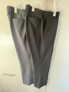 【2本セット】グレー テーパードスラックス