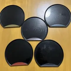 円形トレーセット 5枚木目調