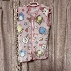 ベビーベスト 動物柄 ピンク 80cm