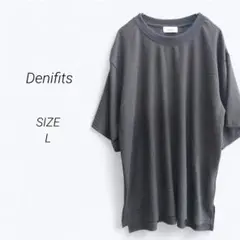 a4274▶デニフィッツ　半袖Tシャツ【L 】グレー　ストレッチ　スリット