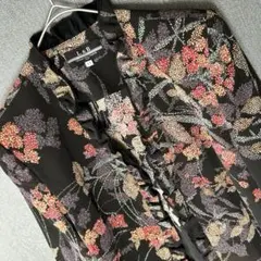 新品未使用　L&B フラワープリント 五分袖ブラウス 11 フリル　ノーカラー