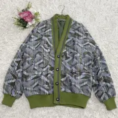 美品【M】ZEALZIP カーディガン ジャケット　グリーン 裏地あり 日本製