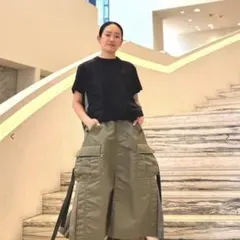 SACAI コンビネーションスーチング素材Tシャツ