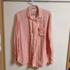UNIQLO リネン長袖シャツ ピンク Lサイズのサムネイル