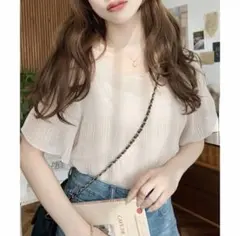 moment+ マジョリカプリーツ半袖メローシアープルオーバー