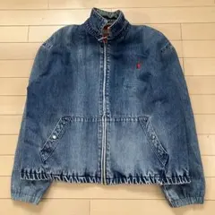 4.23ポロバイラルフローレン デニムジャケット XL ネルライナー 赤刺繍ロゴ