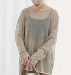 urban research メッシュカットソー　ニット　ブラウス　フリー