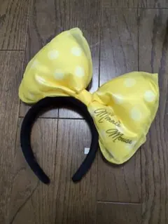 ミニーマウス 黄色 水玉 リボンカチューシャ