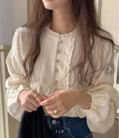 長袖ブラウス　アイボリーM