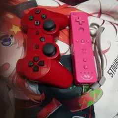 ジャンク。純正PS3コントローラー赤後期2J　ウィー　モーションプラスリモコン