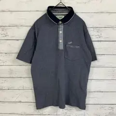 【Crocodile】ポロシャツ ネイビー×グレー×赤 Mサイズ