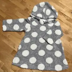 moujonjon フード付きワンピース 80cm グレー 水玉