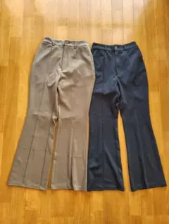 *GU*ワイドパンツ 2色セット黒、ベージュ