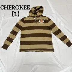 CHEROKEE 【L】ストライプ フード付き 長袖　トップス　古着　秋冬