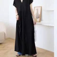 deres シルクリネンワンピース黒 サイズFS 新品未使用 - メルカリ