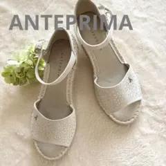 美品 ANTEPRIMA ビジュー付きウェッジサンダル ホワイト 24cmのサムネイル