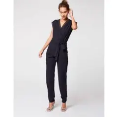 【新品未使用】Morgan モルガン　ウエストリボンジャンプスーツ　ネイビー