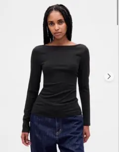 新品　Gap モダン ボートネックTシャツ　XS(S相当) ブラック