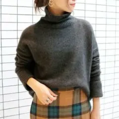 SLOBE IENAラクーン混タートルニットプルオーバー ラムウールセーター