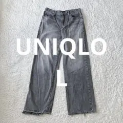 UNIQLO　2024 春夏　ワイドストレート　カットオフ　グレー　L相当のサムネイル