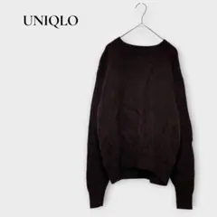 ユニクロ プレミアムラム クルーネック セーター M ダークブラウン ウール