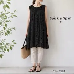 Spick & Span ドットFシフォン ノースリーブチュニック 黒 ゆったりのサムネイル